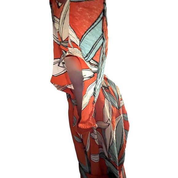 Flirty Tropical Off One Shoulder Jumpsuit Womens XL Coconinno Wide Leg - Picture 6 of 15